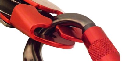 ISC D4 Pro Descender Alpinismo, Colore Nero/rosso, Certificato CE EN NFPA, Nuovo